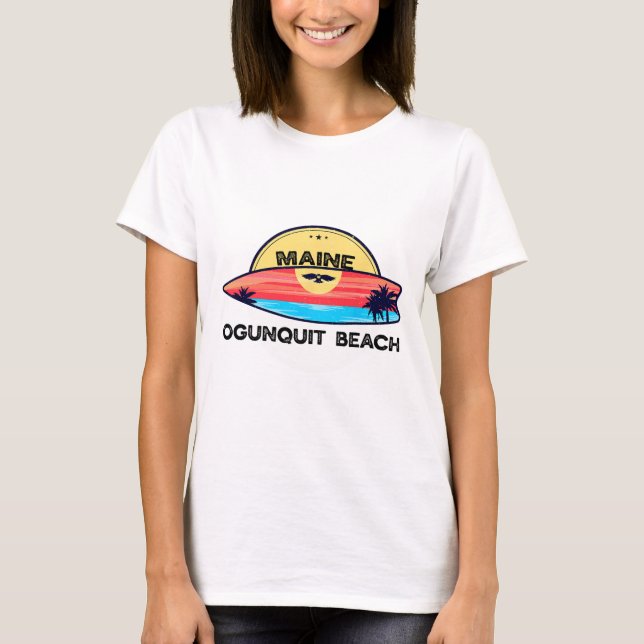 T-shirt Ogunquit Beach Maine Surfboard Beach Surfing  (Devant)