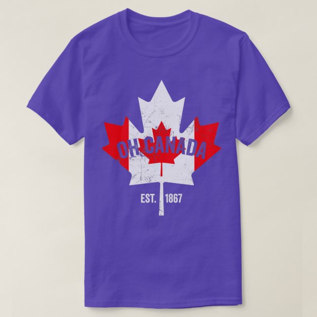 T-shirt Oh Canada Canadian Flag Maple Leaf Est  (Design devant)