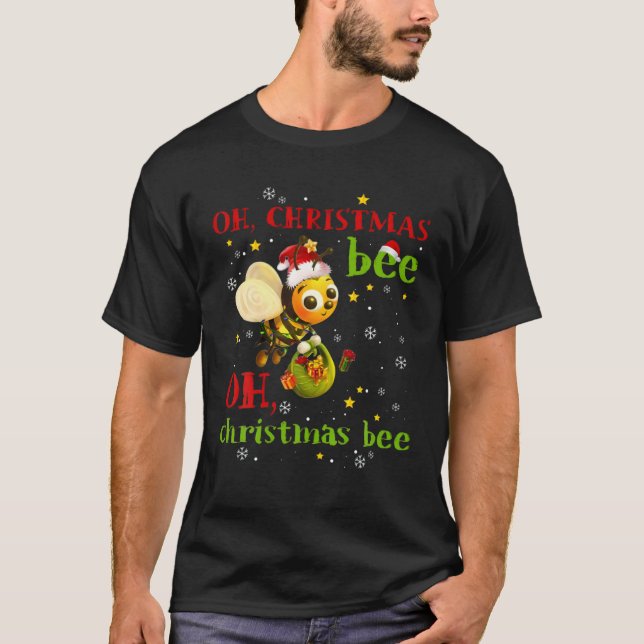 T-shirt Oh Christmas Bee - Bee Santa Hat Don - Joyeux Noël (Devant)