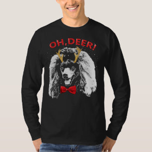 T-shirt Oh Deer Poodle Xmas Red Bowtie