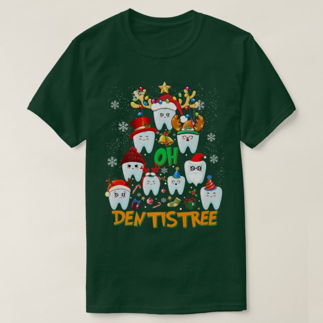 T-shirt Oh Dentistree Funky Christmas Tree Dental Hygiene (Design devant)