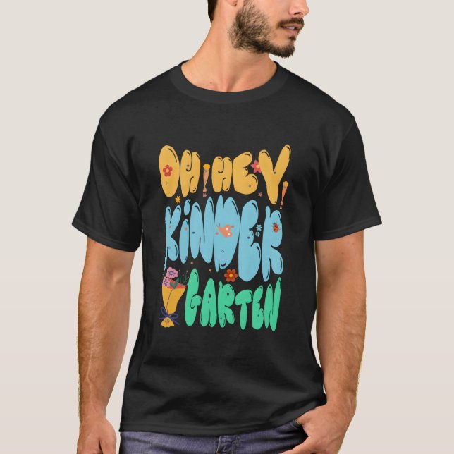 T-shirt Oh Kindergarten ! Fleur Retro Premier jour (Devant)