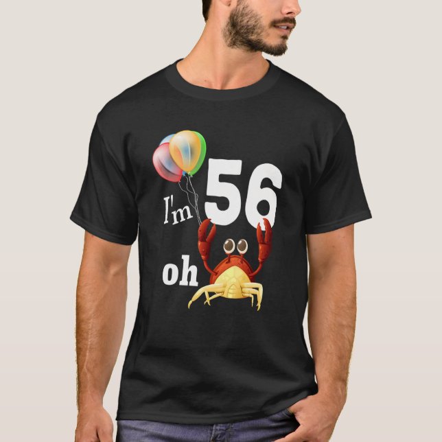 T-shirt Oh merde J'ai 56 ans 56e anniversaire Humour Crabe (Devant)