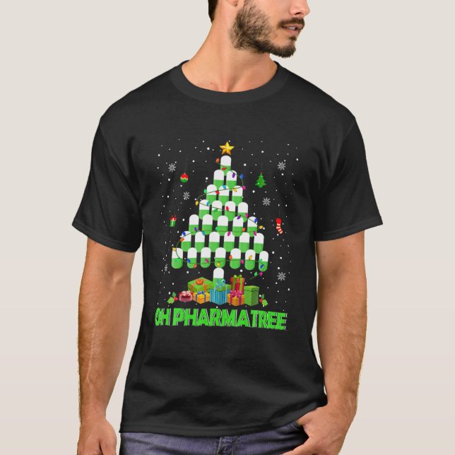T-shirt Oh Pharmatree Arbre de Noël Médicaments pharmacie  (Devant)