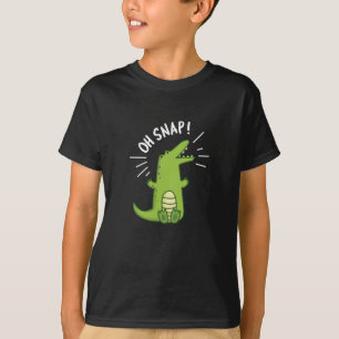 T-shirt Oh Snap Funny Snapping Crocodile Pun Dark BG