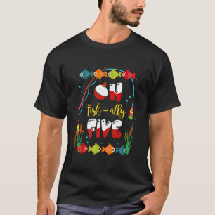 T-shirt Ohfishally Five 5 Ans Vieux Pêche 5e Anniversaire