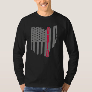 T-shirt Ohio American Flag State Map Fierté patriotique 4e