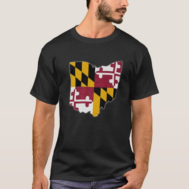 T-shirt OHIO CARTE DE L'ÉTAT MARYLAND MD Drapeau Racines H (Devant)