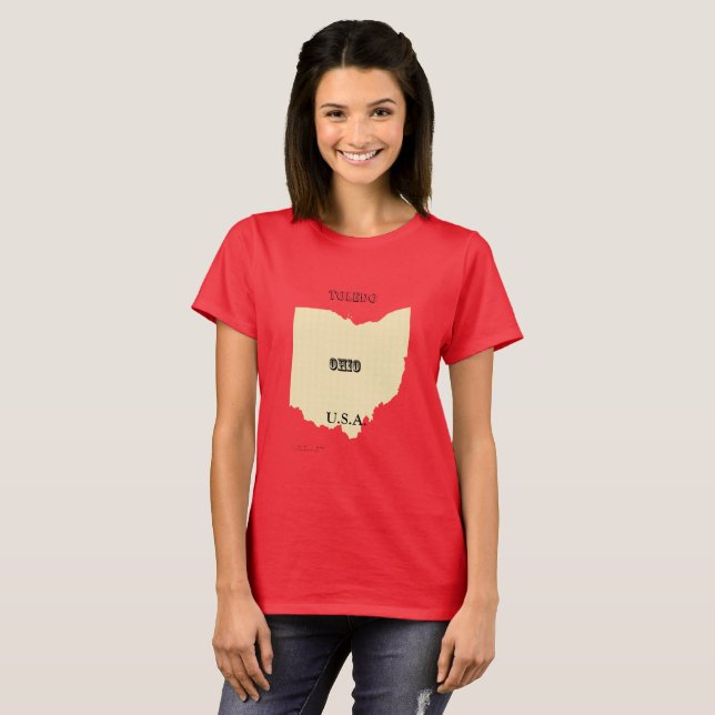 T - Shirt - Ohio Karte mit Stadt (Vorne ganz)