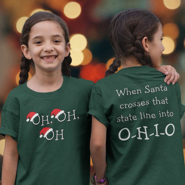 T-shirt Ohio Noël OH Santa Hat Vacances Enfants (Celebrating Christmas in Ohio? Keep your ear out for when Santa crosses that state line!)