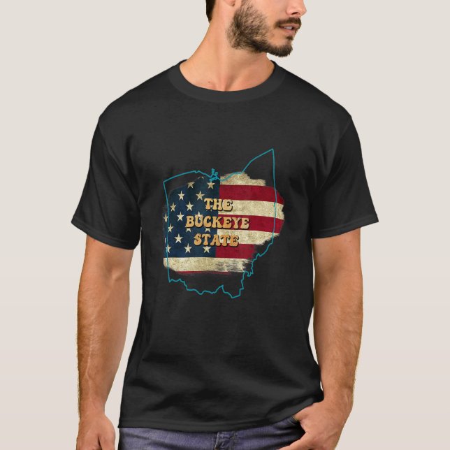 T-shirt Ohio Oh Us Drapeau Moto (Devant)