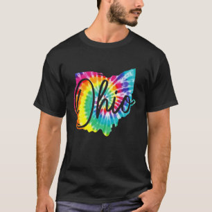 T-shirt Ohio Tie Dye State Map Fierté Vintage Retro