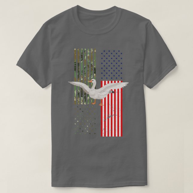 T-shirt Oie de chasse au drapeau américain 1 (Design devant)
