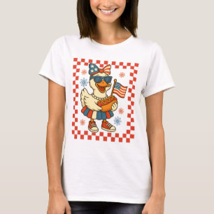 T-shirt Oie drôle à nœud coquette 4 juillet américain État