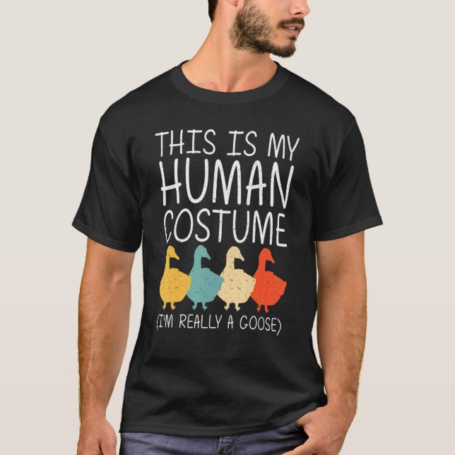 T-shirt Oie Halloween Costume humain sauvagine Eas animal (Devant)