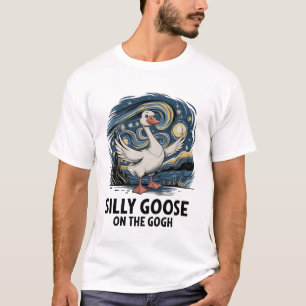 T-shirt Oie Idiote sur le Gogh Parodie Drôle Oies Oiseau 