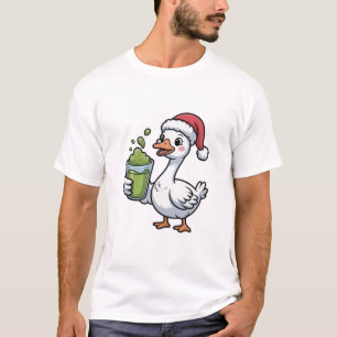 T-shirt Oie tenant une boisson au matcha portant un chapea