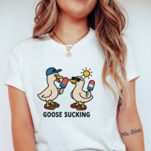 T-shirt Oies léchant une glace; une oie mignonne et ridicu