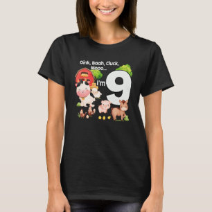 T-shirt Oink Baa Moo I'm 9 thème de la ferme Anniversaire