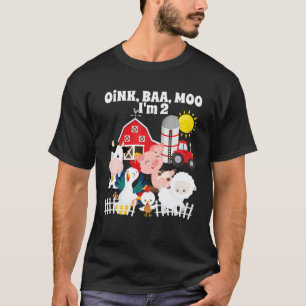 T-shirt Oink Baa Moo Je suis 2 ferme fête d'anniversaire 