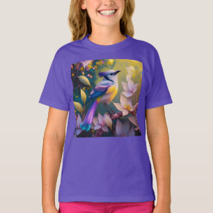 T-shirt Oiseau à poitrine jaune violet