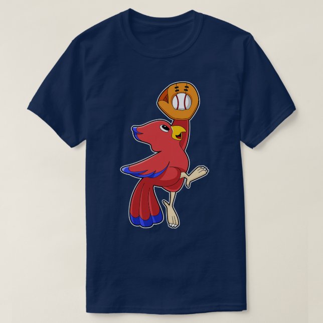 T-shirt Oiseau au baseball avec gant de baseball (Design devant)