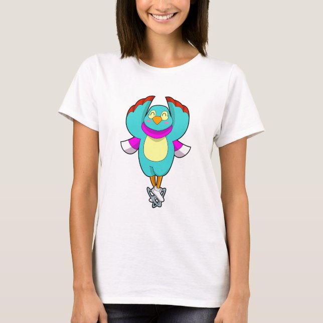 T-shirt Oiseau au patinage sur glace avec patins sur glace (Devant)