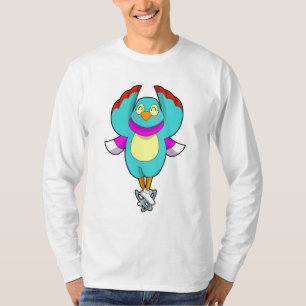 T-shirt Oiseau au patinage sur glace avec patins sur glace