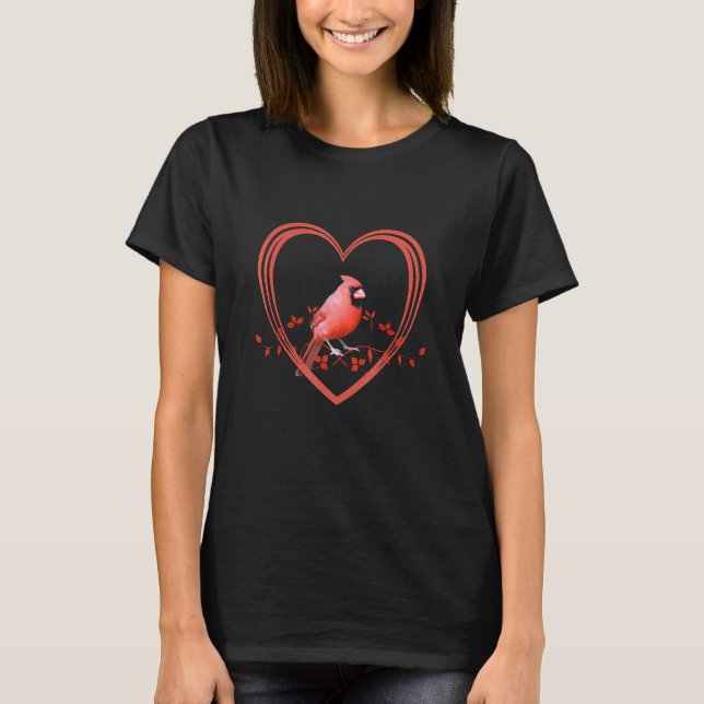 T-shirt Oiseau cardinal du Nord au coeur (Devant)