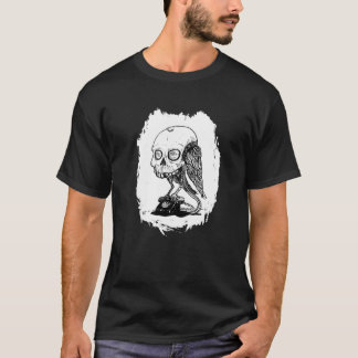 T-shirt Oiseau crânien debout sur un téléphone Rotary