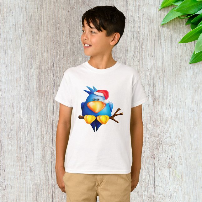T-shirt Oiseau Dans Les Garçons Du Chapeau Du Père Noël (Créateur téléchargé)