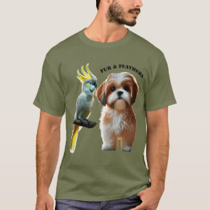 T-shirt Oiseau de chien de Chih Tzu et de Cockatoo Oiseau 