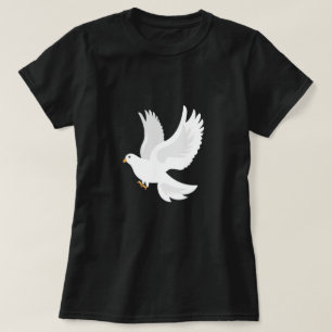 T-shirt Oiseau de colombe blanche sur gris