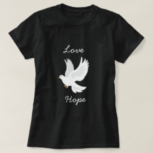 T-shirt Oiseau de colombe blanche sur gris