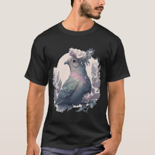 T-shirt Oiseau de colombe mignonne Pigeon Dove Fleur Couro