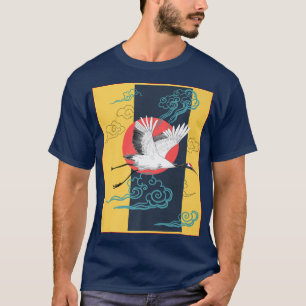 T-shirt Oiseau de grue cool, Danse des grues Japonais
