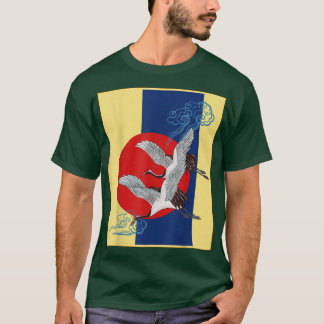 T-shirt Oiseau de grue cool, Danse des grues Japonais