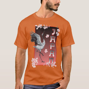 T-shirt Oiseau de grue japonaise Sakura Fleur de cerisier