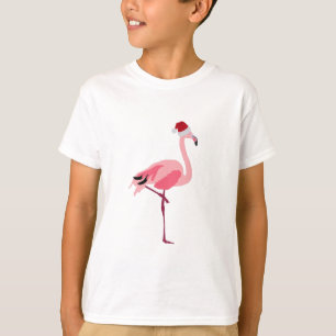 T-shirt Oiseau de Noël rose Flamant rose avec chapeau de P