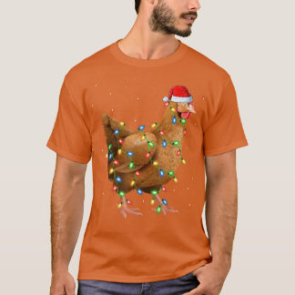 T-shirt Oiseau de poulet Aime Noël Lumières Père Noël Poul