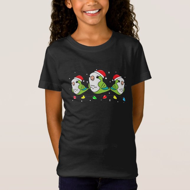 T-Shirt Oiseau de Quaker Parrot Feux de Noël Animaux de co (Devant)