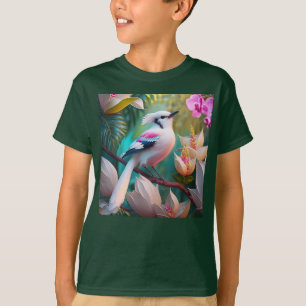 T-shirt Oiseau d'Imaginaire tacheté blanc crêpé