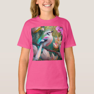 T-shirt Oiseau d'Imaginaire tacheté blanc crêpé