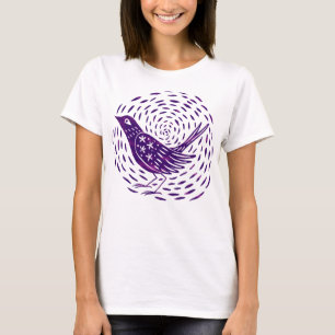 T-shirt Oiseau d'impression d'art de coupe de lino de