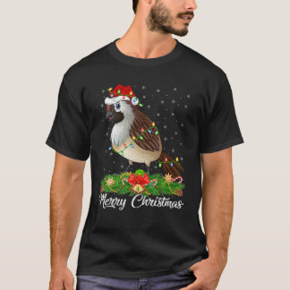 T-shirt Oiseau du Bruant Correspondant Santa Chapeau Éperv