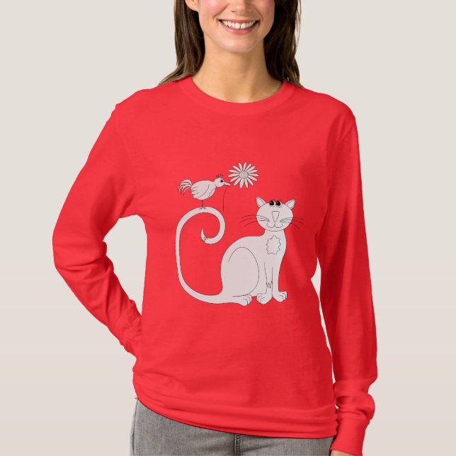 T-shirt Oiseau du chat n… la marguerite (Devant)