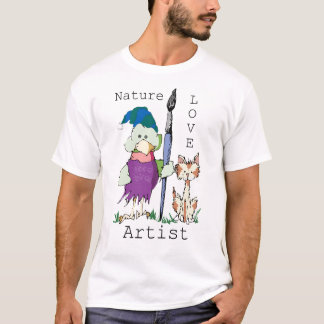 T-shirt Oiseau et chat artistiques