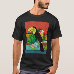 T-shirt Oiseau floral Animal tropical Forêt tropicale Retr