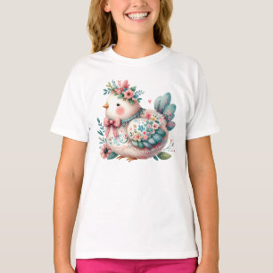 T-shirt Oiseau folklorique floral au charme Pastel Boho
