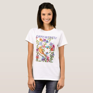 T-SHIRT OISEAU JAUNE ÉMISE EN PUISSANCE DE FLEURS DE COULE